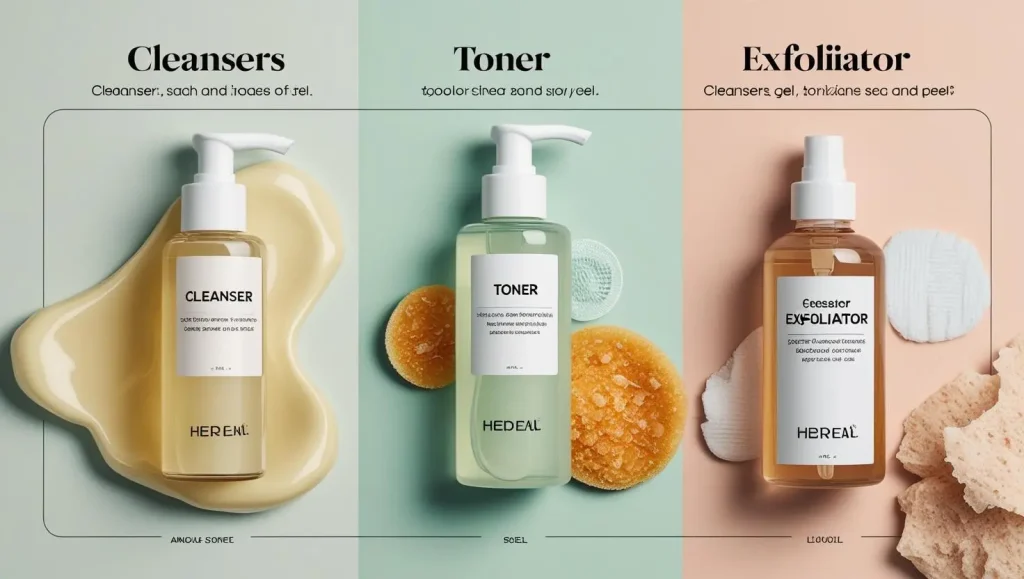 create an image for this link https saniil.shop mag cleansers vs toners vs exfoliators do not use words