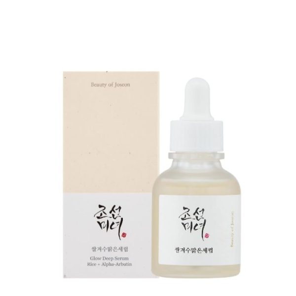 سرم Glow Deep Serum (Rice + Alpha-Arbutin) برند Beauty of Joseon در بطری شیشه‌ای تیره با قطره‌چکان